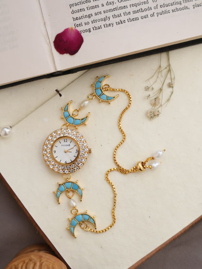 Amal Turquoise Kundan Wrist Watch