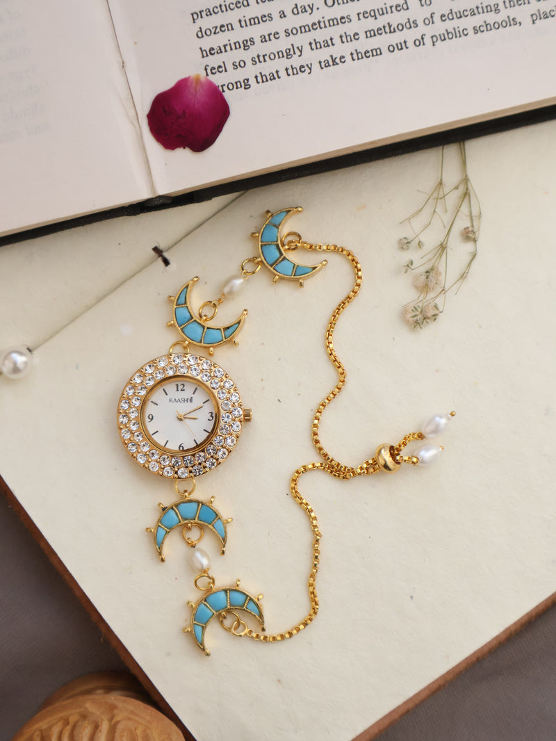 Amal Turquoise Kundan Wrist Watch