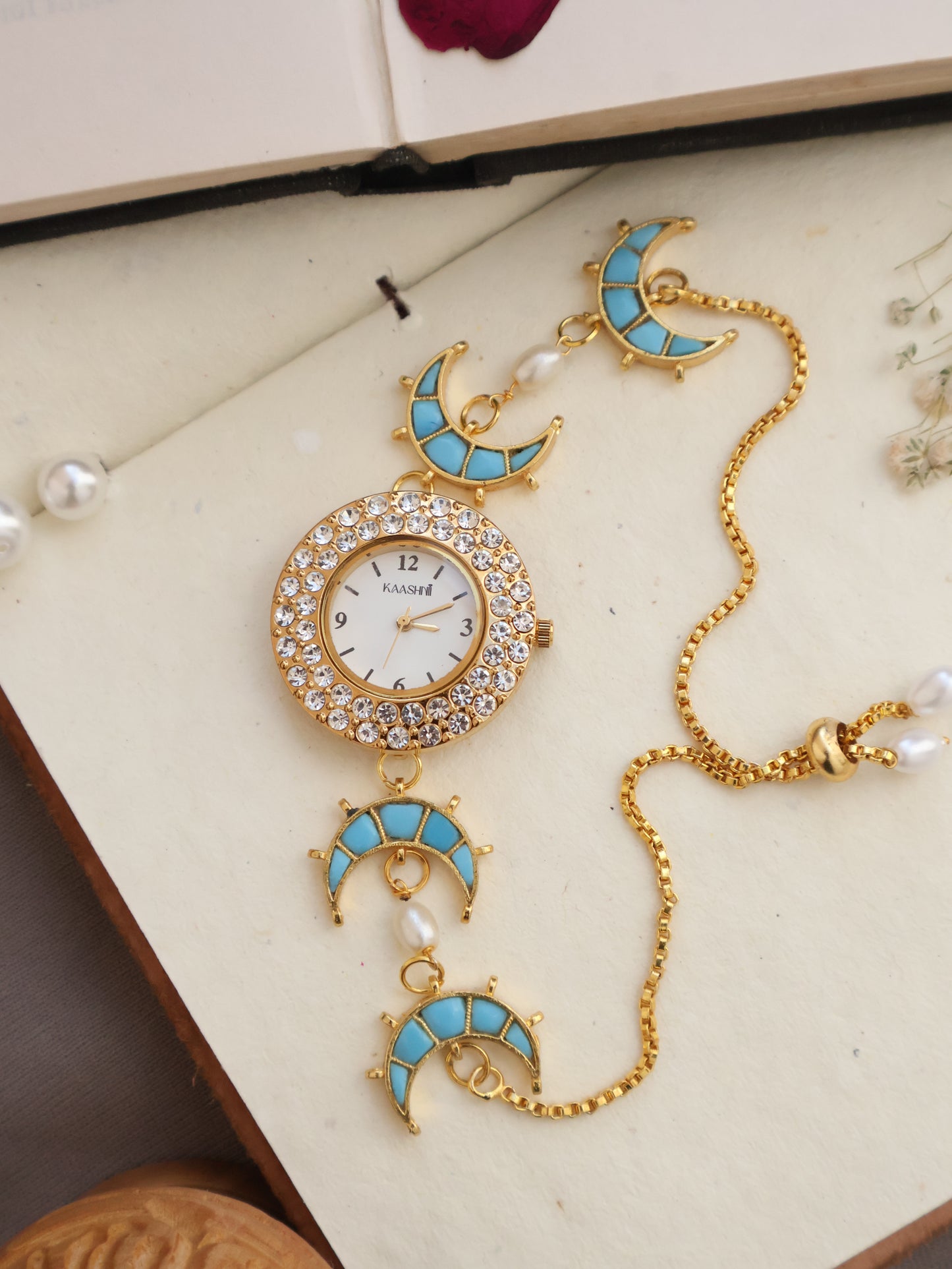 Amal Turquoise Kundan Wrist Watch