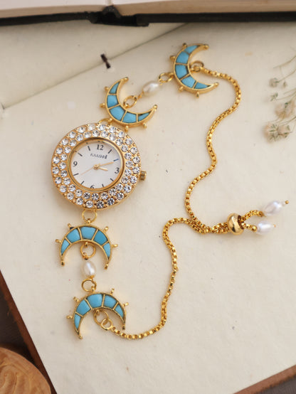 Amal Turquoise Kundan Wrist Watch
