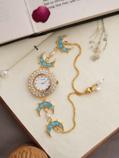 Amal Turquoise Kundan Wrist Watch