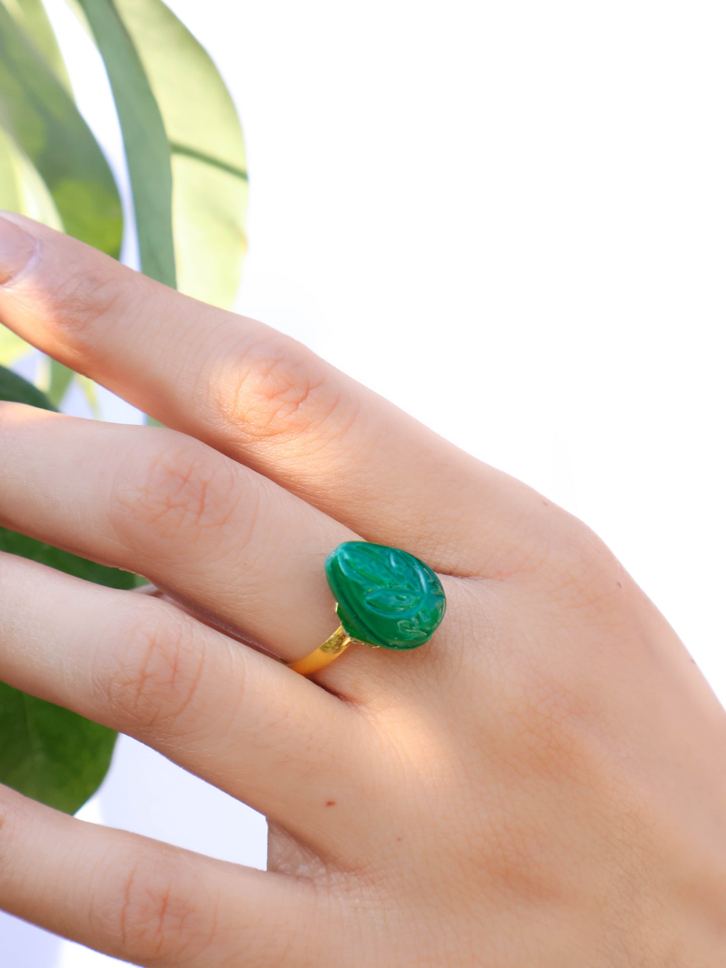 Ilham Green Emossed Ring