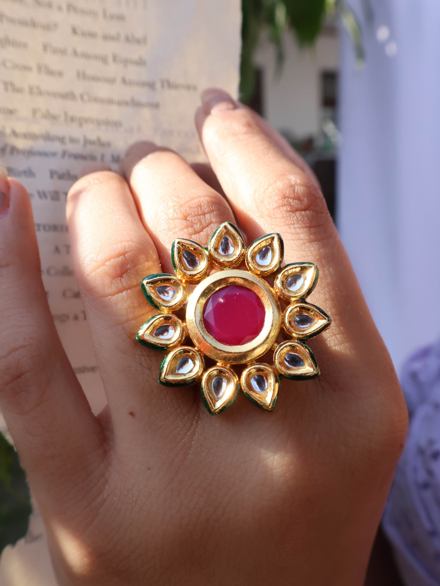 Dhriti Kundan Floral Ring