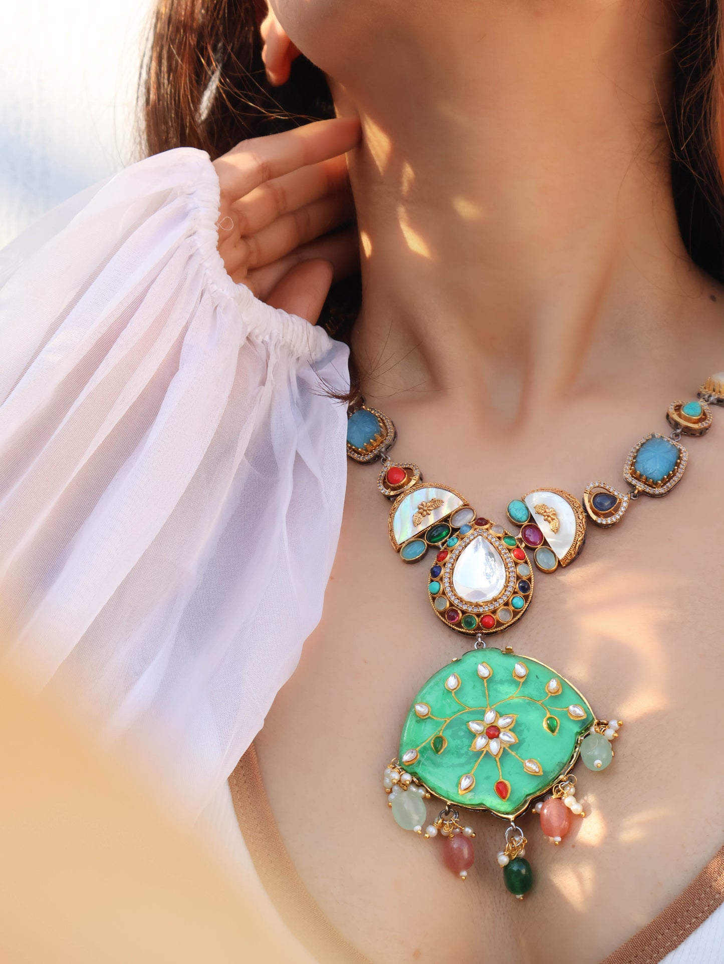 Haifa Multicolored Polki Necklace