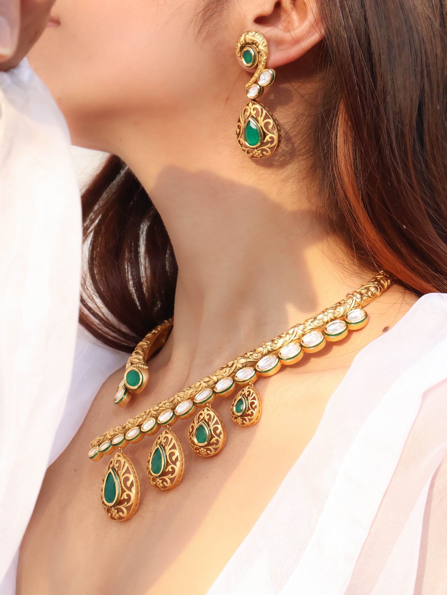 Rizwa Green Hasli Necklace Set