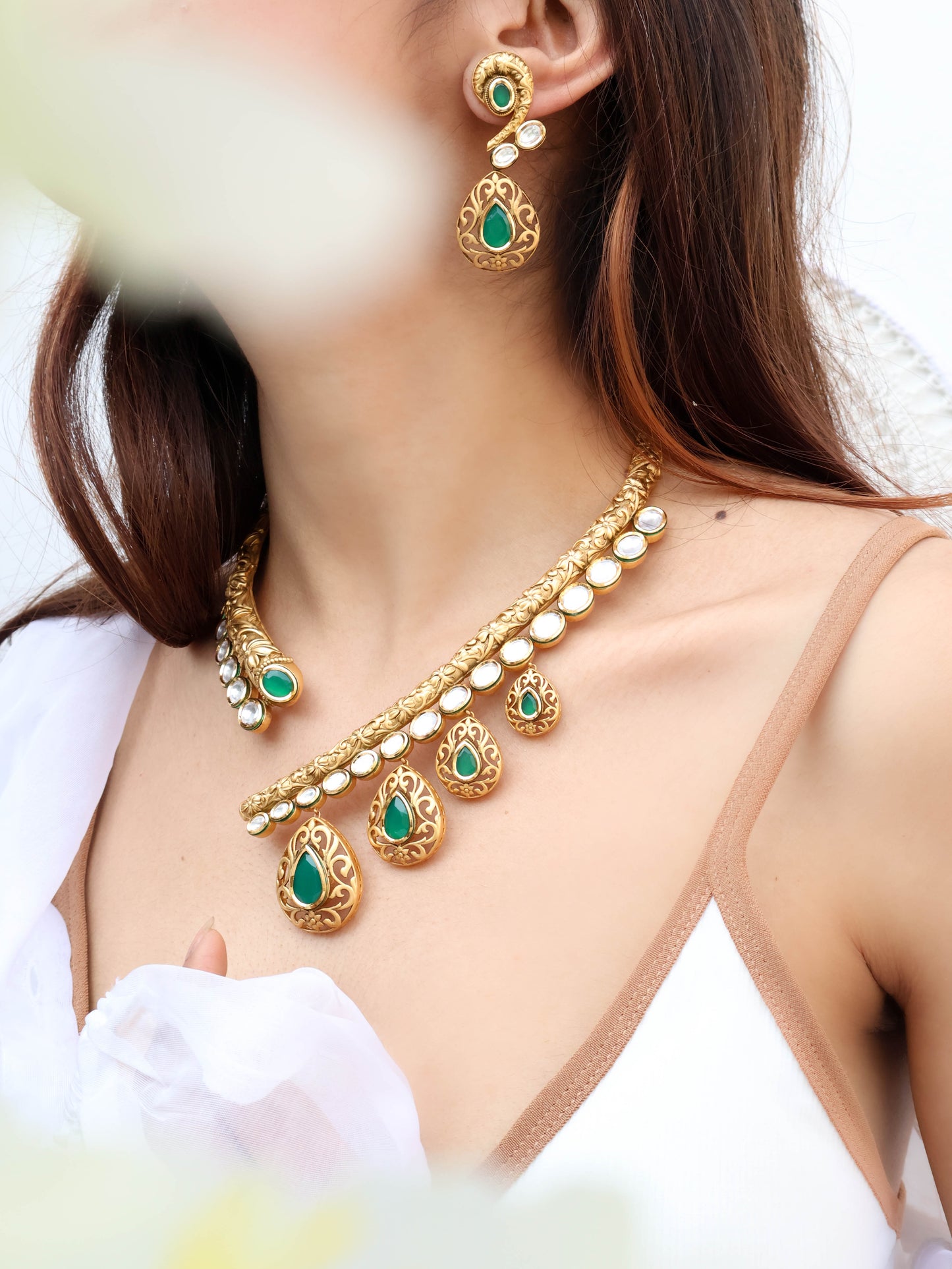 Rizwa Green Hasli Necklace Set