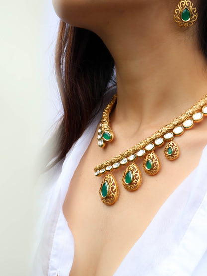 Rizwa Green Hasli Necklace Set