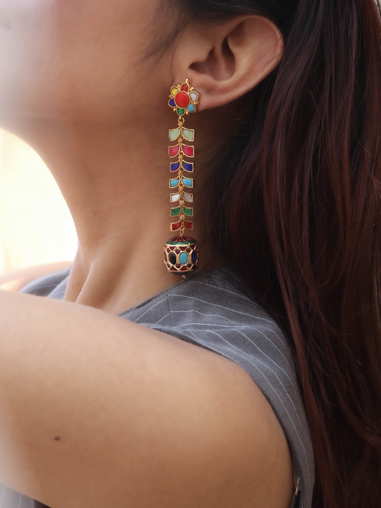 Fauna Multicolored Kundan Earrings