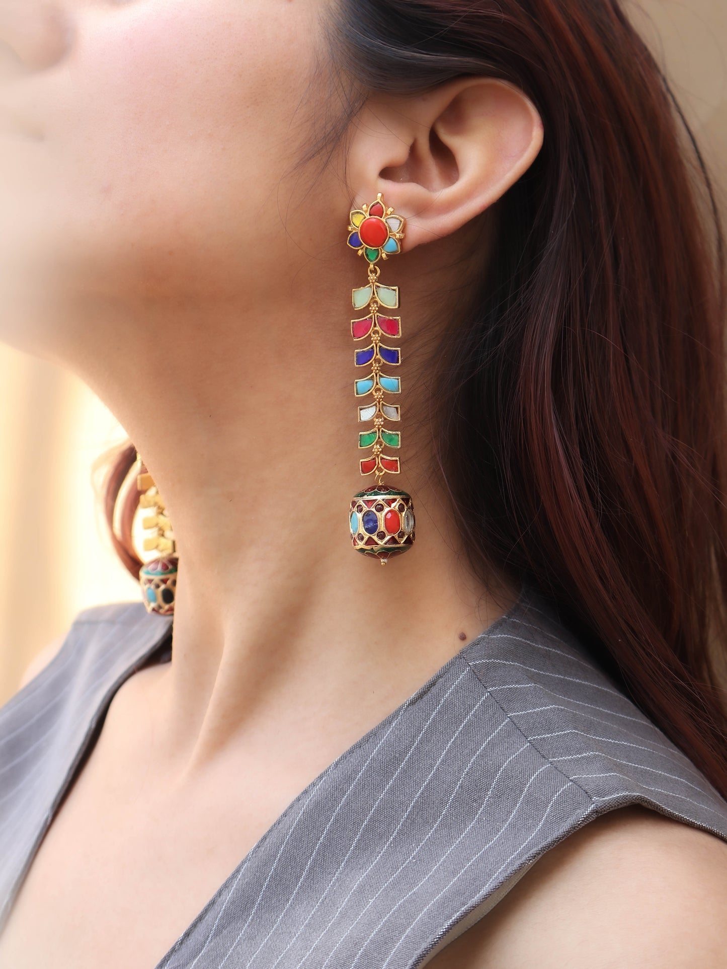 Fauna Multicolored Kundan Earrings