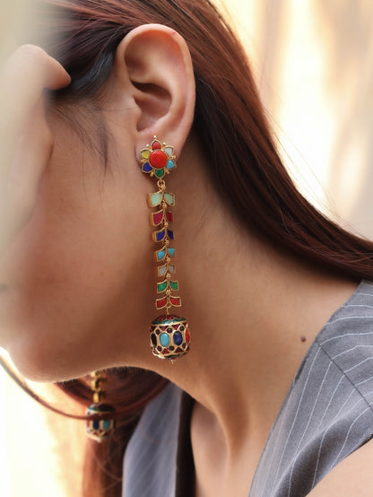 Fauna Multicolored Kundan Earrings