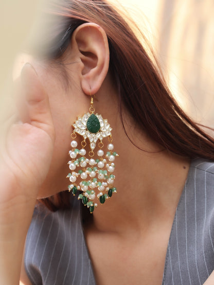 Yuva Green Lotus Earrings