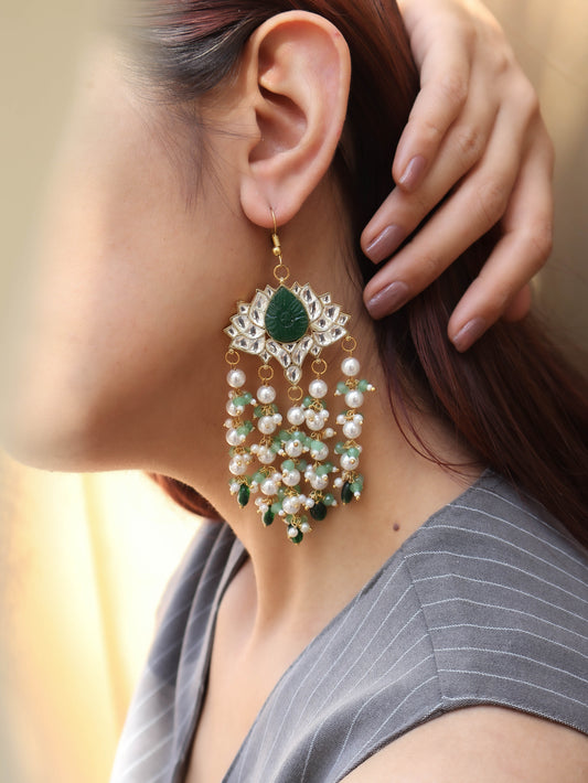 Yuva Green Lotus Earrings
