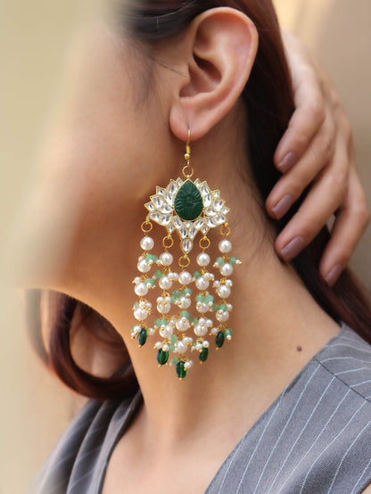 Yuva Green Lotus Earrings