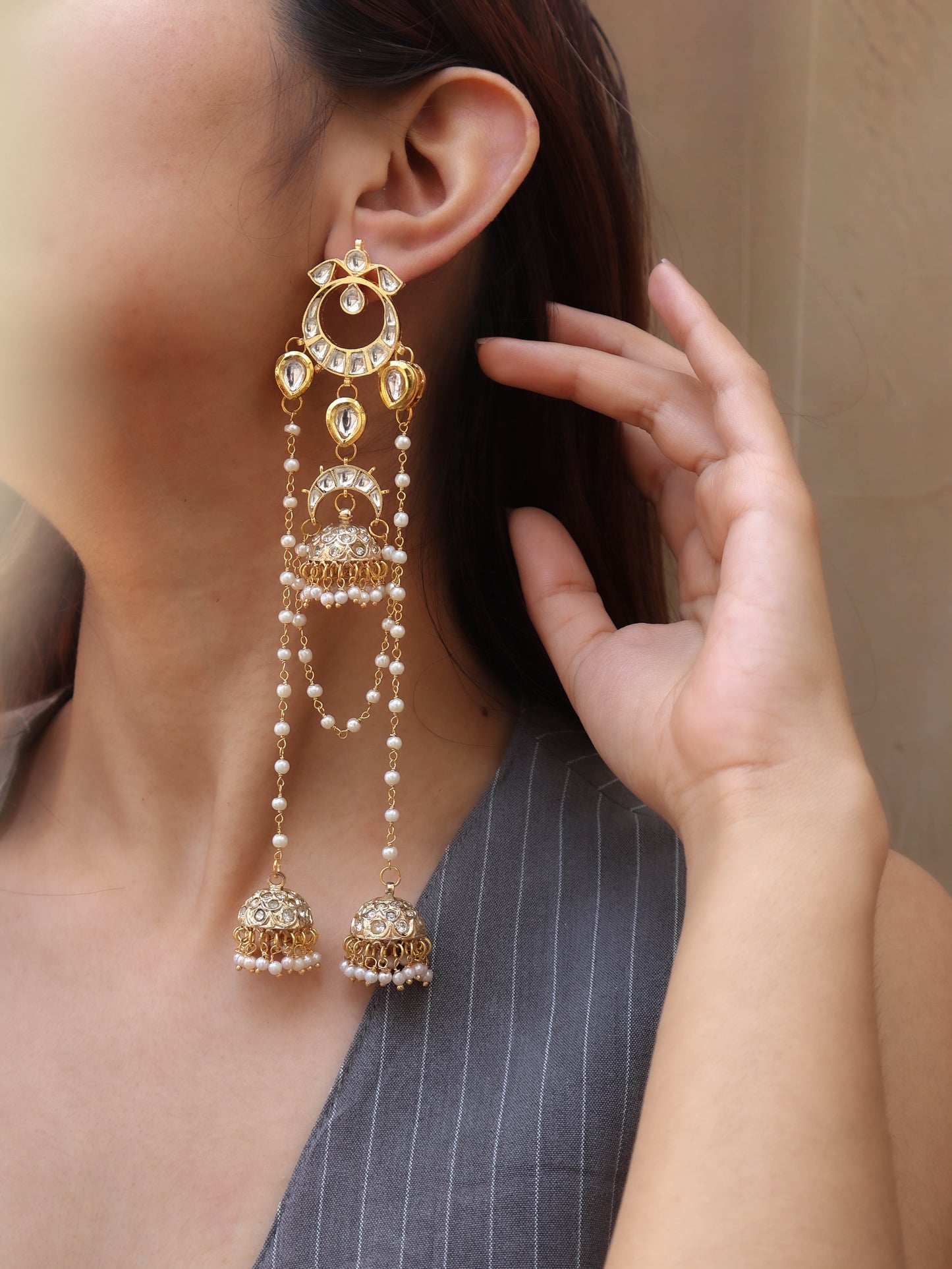 Brair Kundan Long Earrings