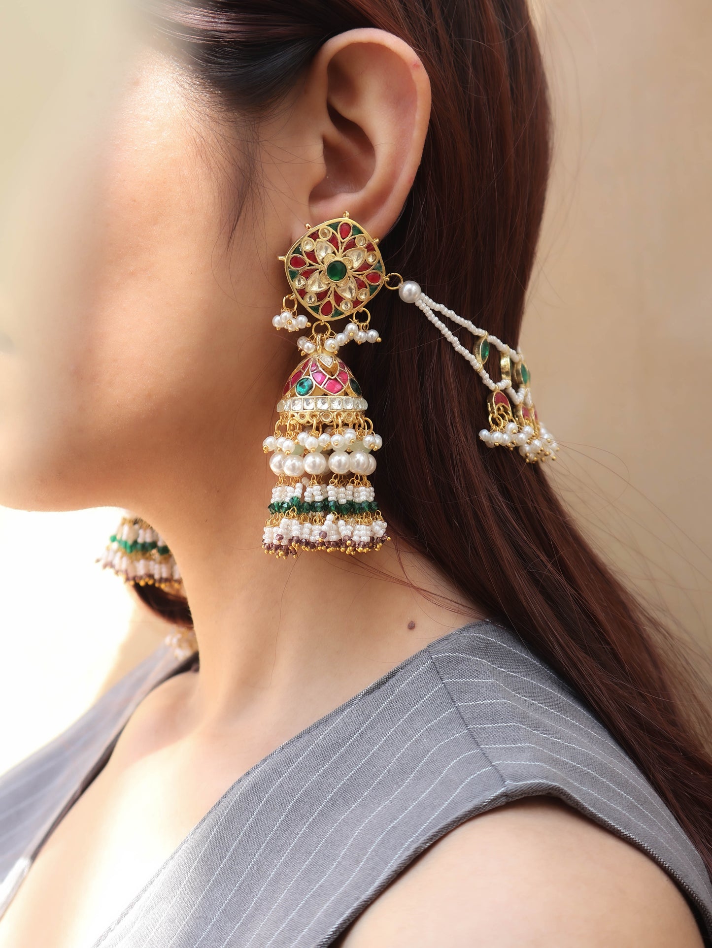 Solana Kundan Jhumka Earrings