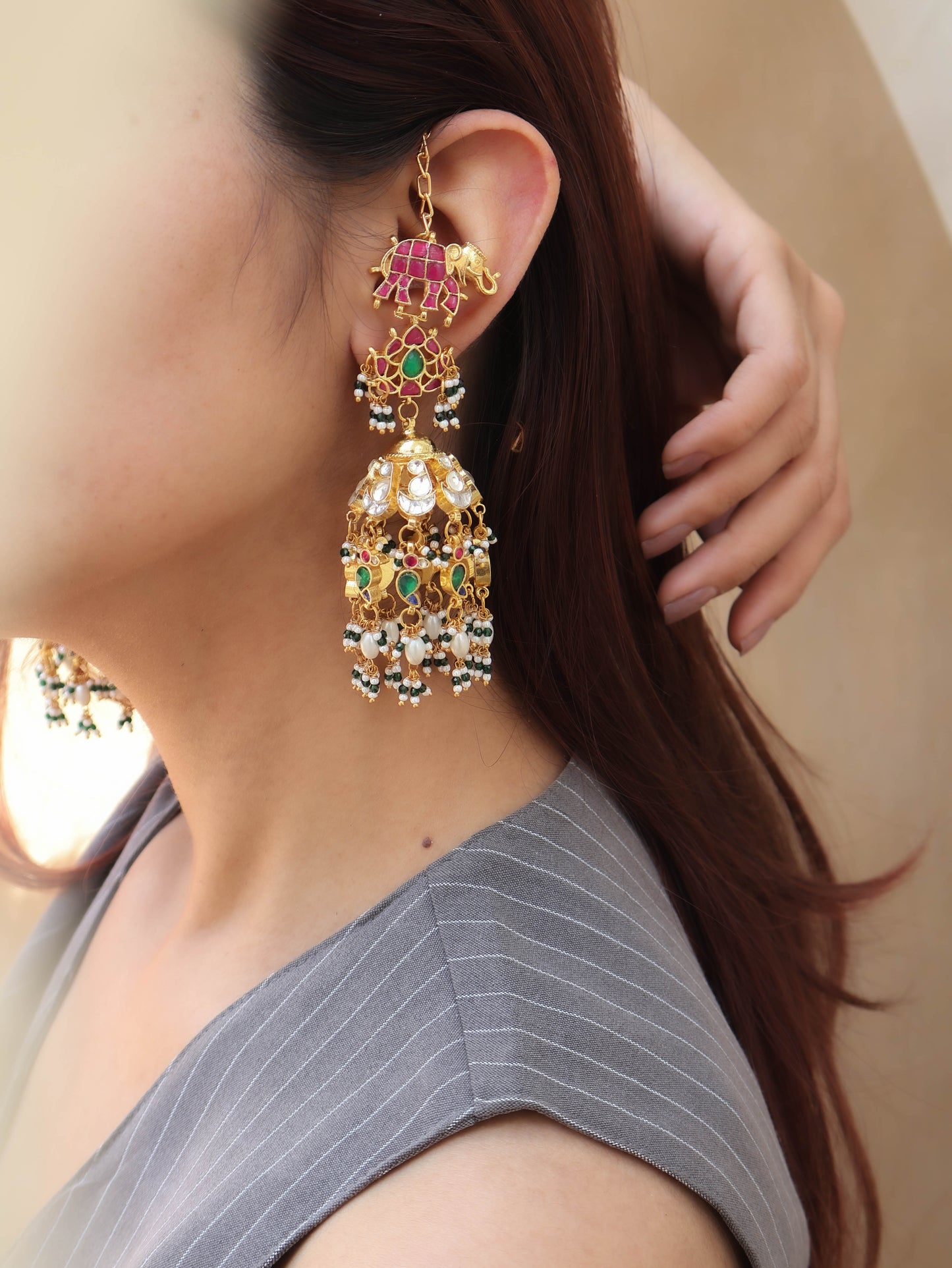 Liam Kundan Jhumka Earrings