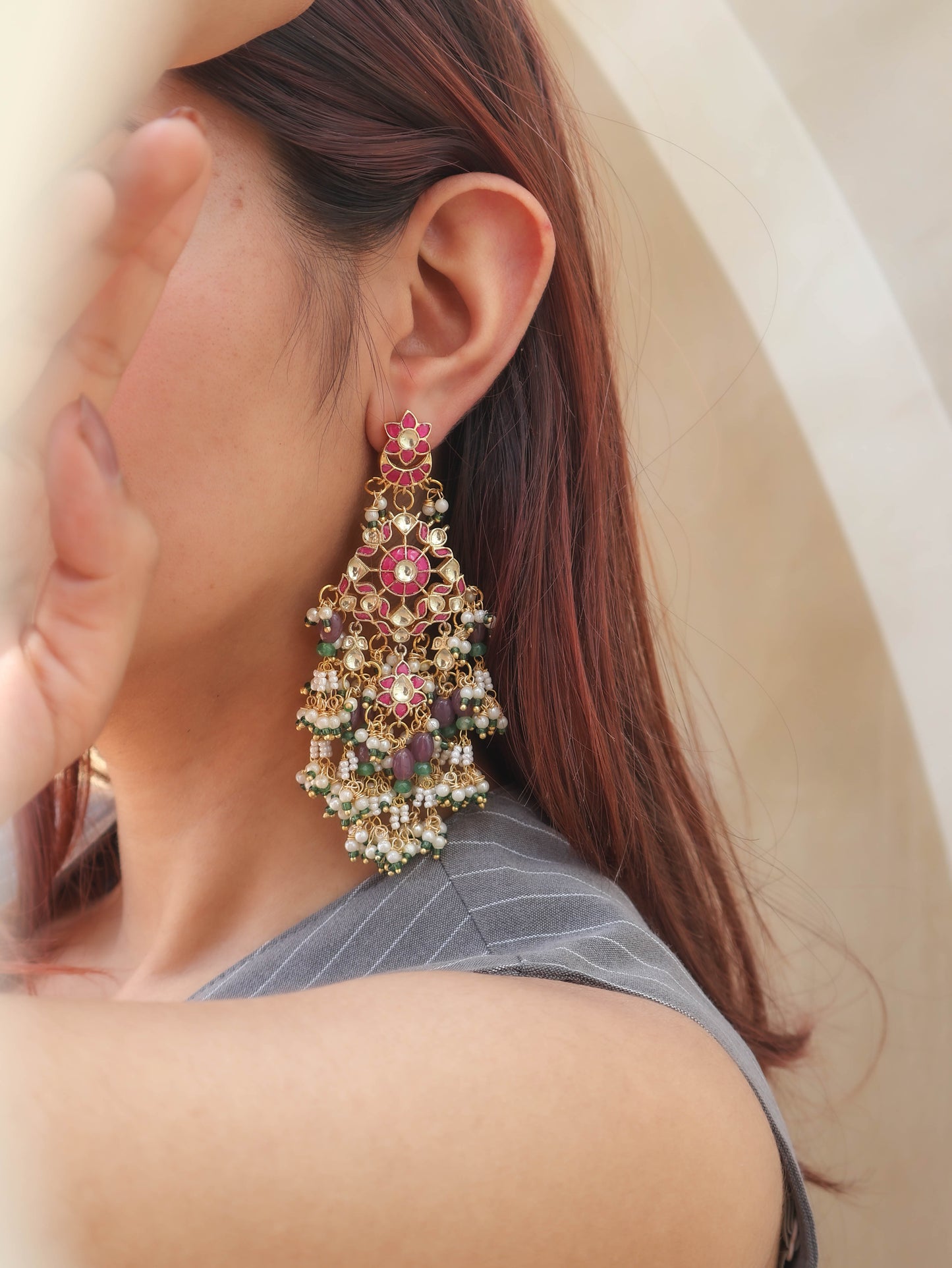 Mahi Multicolour Kundan Earrings
