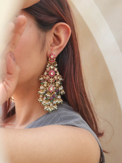 Mahi Multicolour Kundan Earrings