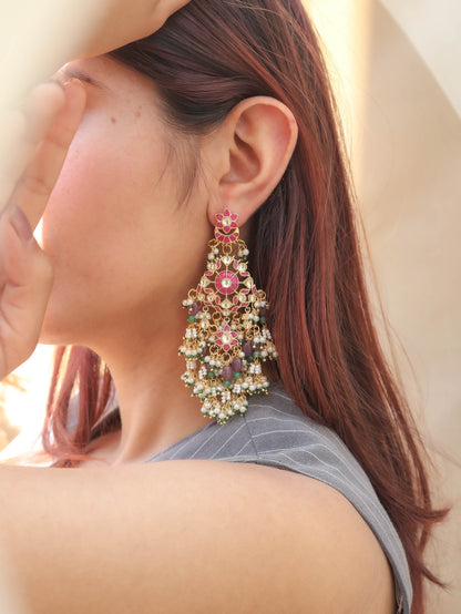 Mahi Multicolour Kundan Earrings
