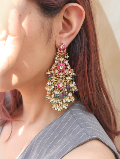 Mahi Multicolour Kundan Earrings