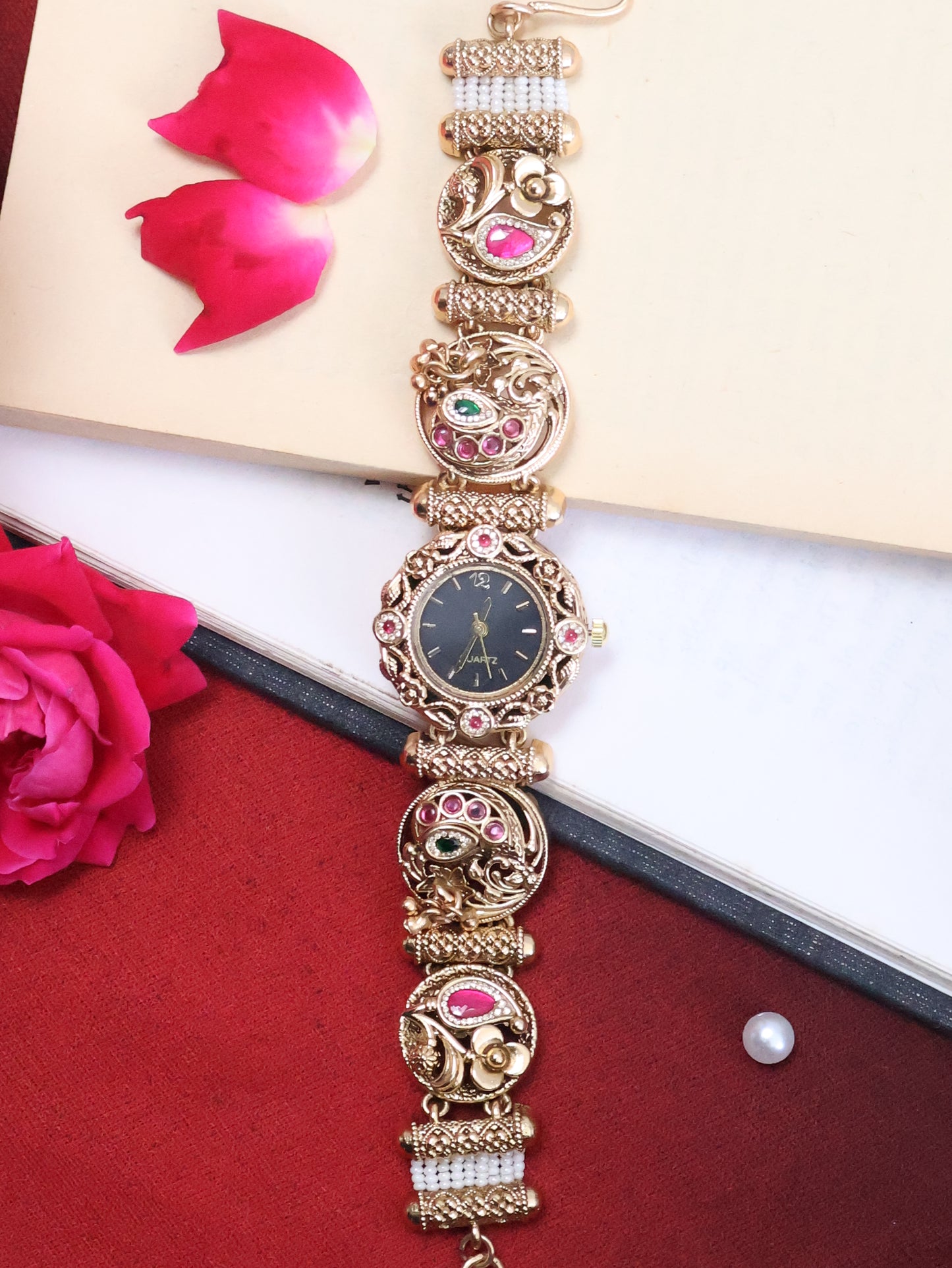 Mysha Kundan Wrist Watch
