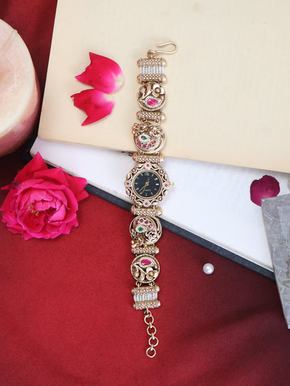 Mysha Kundan Wrist Watch