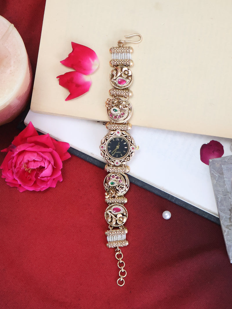 Mysha Kundan Wrist Watch