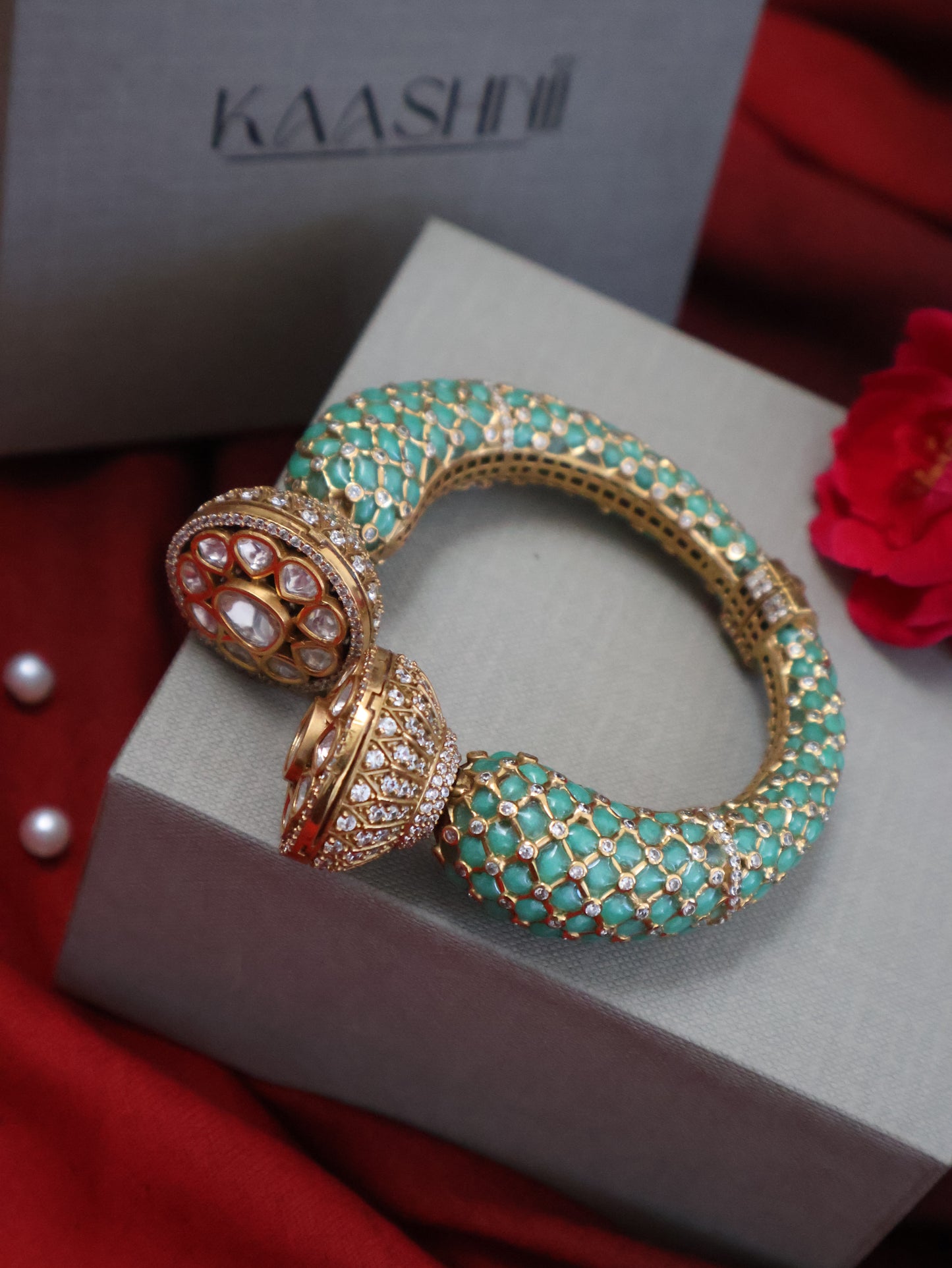 Ahava Polki Mint Green Bangle