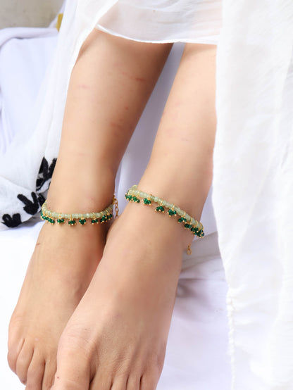 Myrna Green Anklets- Pair of 2