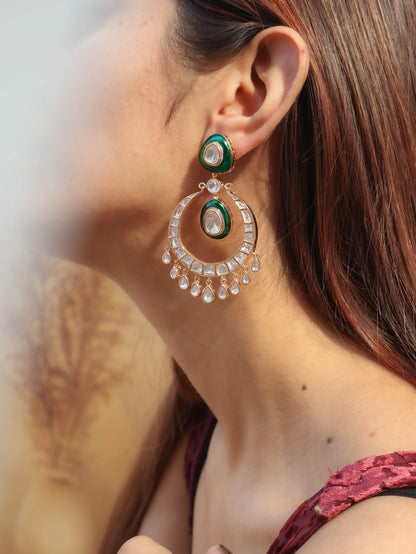Zarina Green Chaandbaali Polki Earrings