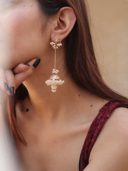 Amara Jhumka Pearls Kundan Earrings