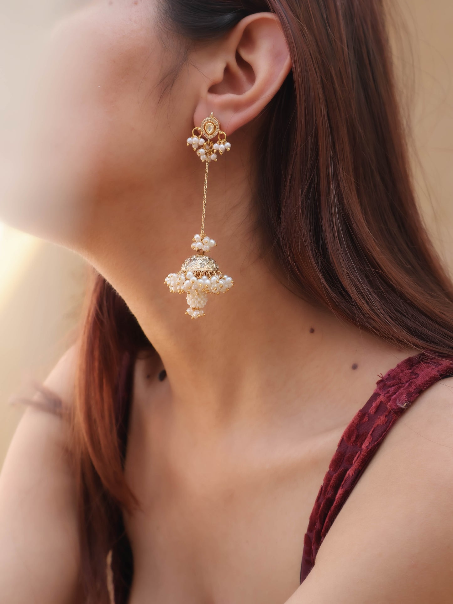 Amara Jhumka Pearls Kundan Earrings