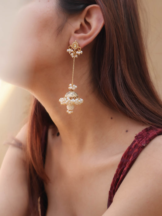 Amara Jhumka Pearls Kundan Earrings