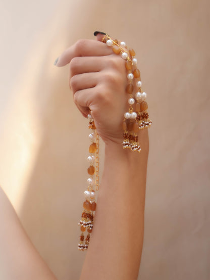 Honey Pearl Kundan Wrist Watch