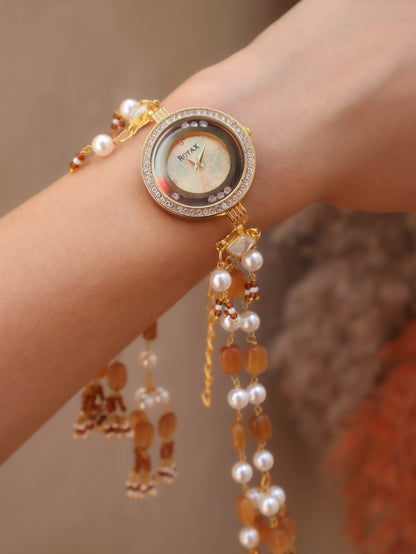 Honey Pearl Kundan Wrist Watch