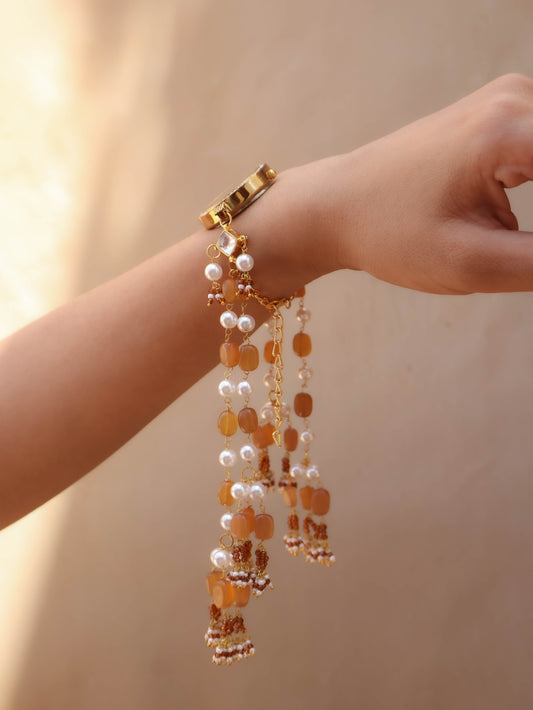 Honey Pearl Kundan Wrist Watch