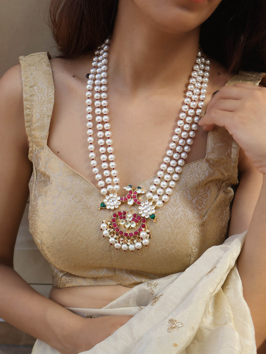 Izhaa Kundan Pearl Long Pendant Necklace