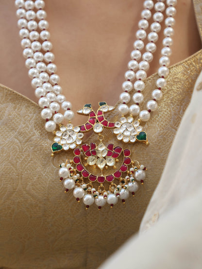 Izhaa Kundan Pearl Long Pendant Necklace
