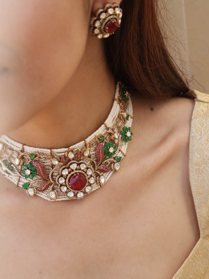 Aurora Polki Choker Necklace Set