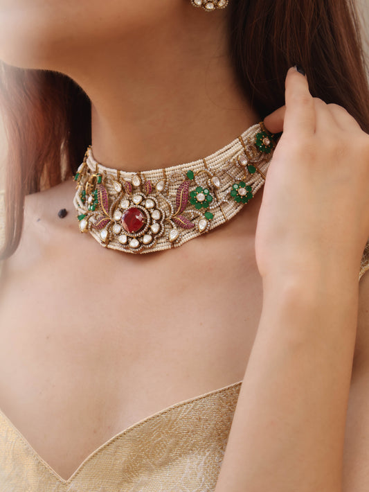 Aurora Polki Choker Necklace Set