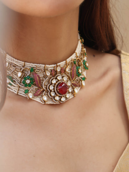 Aurora Polki Choker Necklace Set