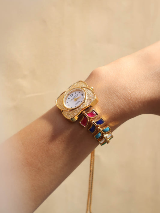 Livia Multicoloured Kundan Wrist Watch