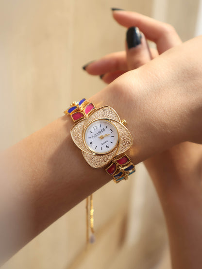 Livia Multicoloured Kundan Wrist Watch
