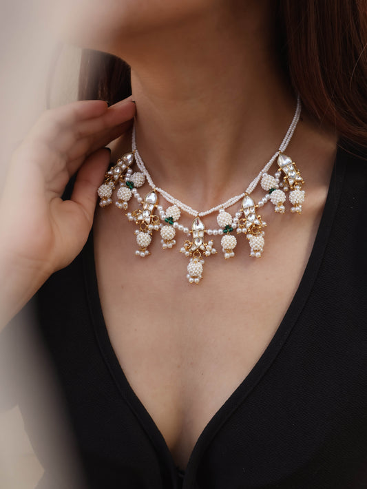 Fern Kundan Pearl Choker Necklace