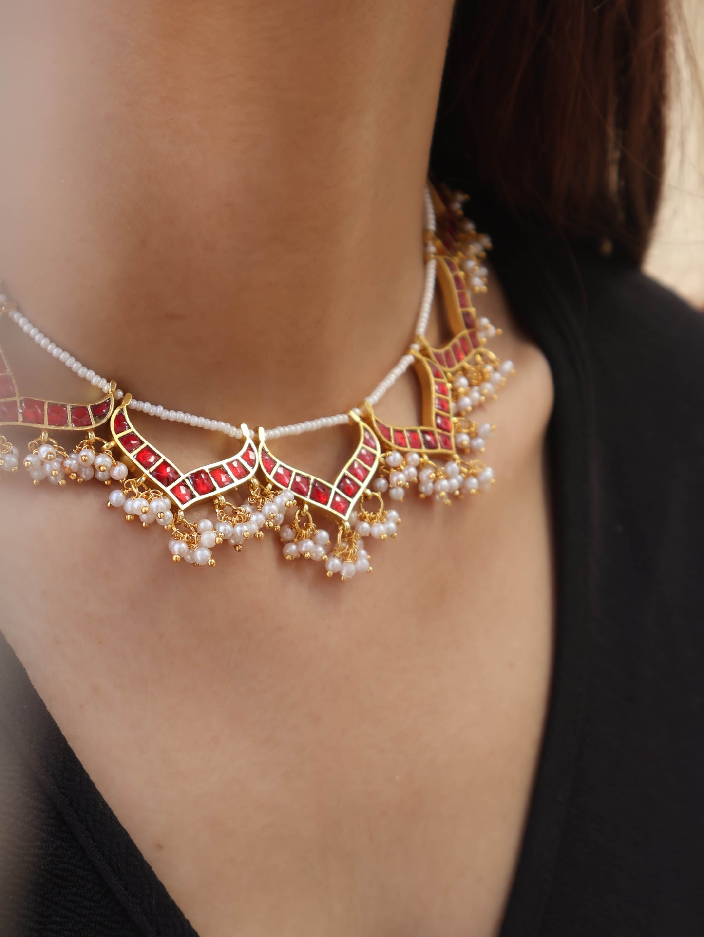 Marnie Ruby Kundan Choker Necklace