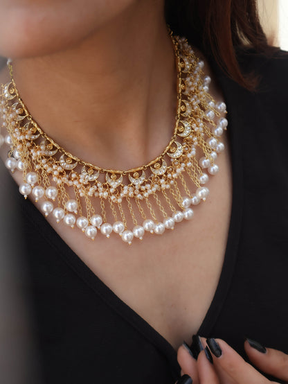 Zeeba Pearl Kundan Necklace