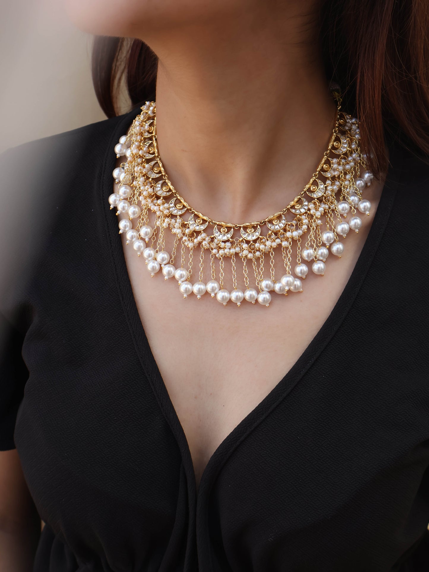 Zeeba Pearl Kundan Necklace