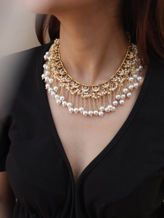 Zeeba Pearl Kundan Necklace