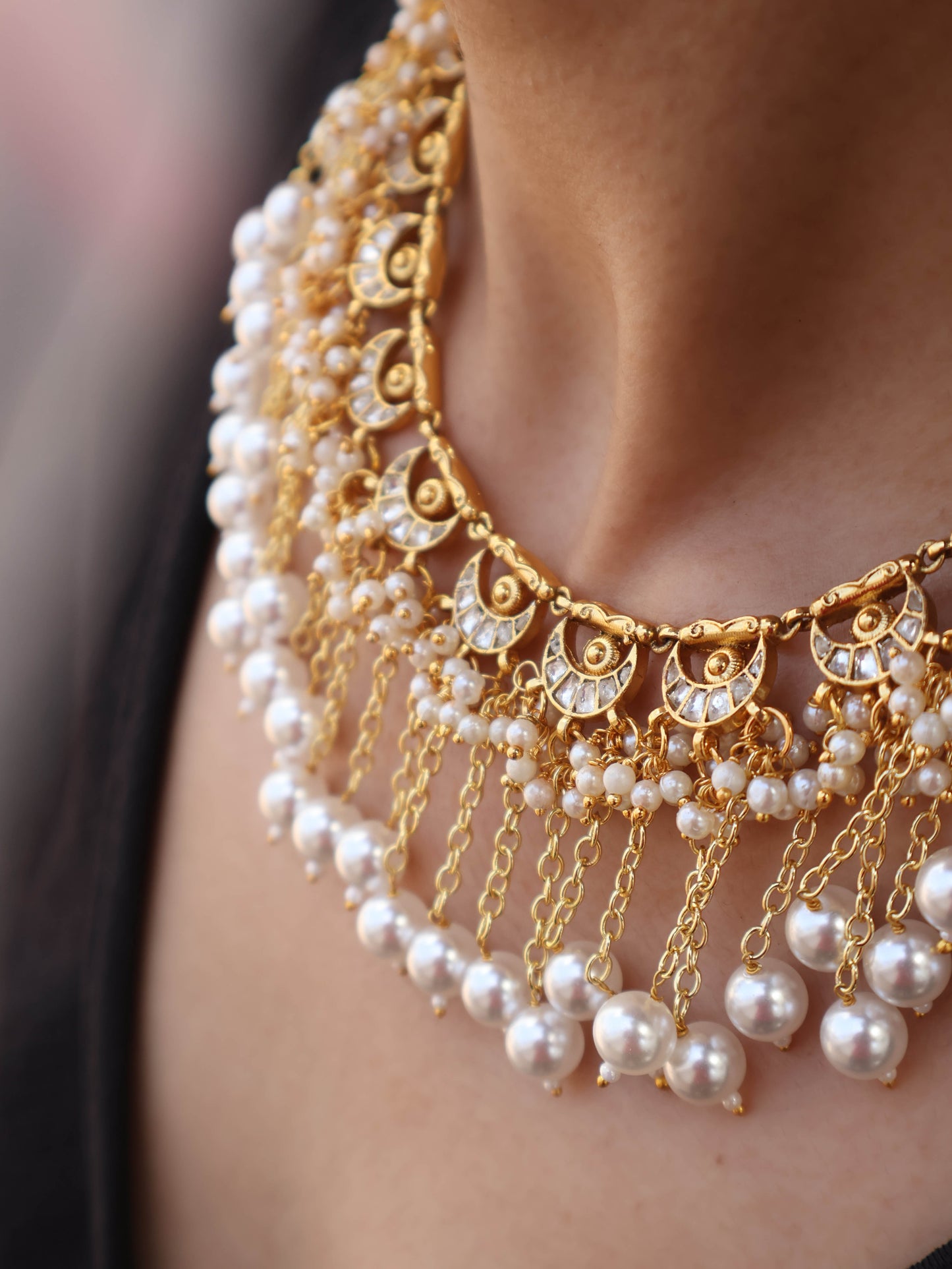 Zeeba Pearl Kundan Necklace