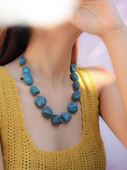 Zeenah Blue Apatite Long Necklace